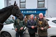 19 March 2024; Trainer Willie Mullins, right, and Michael Doran with Galopin Des Champs during the homecoming of Cheltenham Gold Cup winner Galopin Des Champs at Leighlinbridge in Carlow. Photo by Tyler Miller/Sportsfile