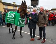 19 March 2024; Trainer Willie Mullins, right, with his wife Jackie and Jasmin de Vaux during the homecoming of Cheltenham Gold Cup winner Galopin Des Champs at Leighlinbridge in Carlow. Photo by Tyler Miller/Sportsfile