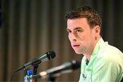 20 March 2024; Seamus Coleman during a Republic of Ireland media conference at Castleknock Hotel in Dublin. Photo by Stephen McCarthy/Sportsfile