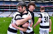 16 March 2024; Tom Brennan of St Kieran's College, front, celebrates with team-mates after his side's victory in the Masita GAA Hurling Post Primary Schools Croke Cup final match between St Raphael's Loughrea of Galway and St Kieran's College of Kilkenny at Croke Park in Dublin. Photo by Piaras Ó Mídheach/Sportsfile