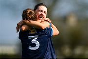 20 March 2024; Edel Murphy, right, and Tara Renaghan of Our Lady's Secondary School celebrate after the final whistle in the 2024 Lidl LGFA All-Ireland Post-Primary Schools Senior A final match between Our Lady’s Secondary School of Castleblaney, Monaghan, and Sacred Heart School of Westport, Mayo, at St Rynagh’s GAA club in Banagher, Offaly. Photo by Tyler Miller/Sportsfile