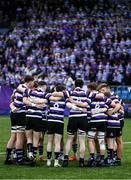 20 March 2024; Terenure College players huddle before the Bank of Ireland Leinster Schools Junior Cup final match between St Mary's College and Terenure College at Energia Park in Dublin. Photo by Harry Murphy/Sportsfile