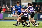 20 March 2024; James Whitty of St Mary’s College is tackled by Michael Smyth of Terenure College during the Bank of Ireland Leinster Schools Junior Cup final match between St Mary's College and Terenure College at Energia Park in Dublin. Photo by Daire Brennan/Sportsfile