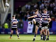 20 March 2024; Niall Fallon of Terenure College kicks during the Bank of Ireland Leinster Schools Junior Cup final match between St Mary's College and Terenure College at Energia Park in Dublin. Photo by Harry Murphy/Sportsfile