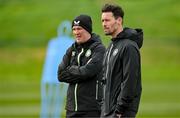 18 March 2024; Assistant coach Paddy McCarthy and assistant coach Glenn Whelan, left, during a Republic of Ireland training session at the FAI National Training Centre in Abbotstown, Dublin. Photo by Stephen McCarthy/Sportsfile
