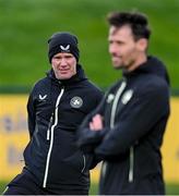 18 March 2024; Assistant coach Glenn Whelan and assistant coach Paddy McCarthy, right, during a Republic of Ireland training session at the FAI National Training Centre in Abbotstown, Dublin. Photo by Stephen McCarthy/Sportsfile