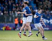 20 March 2024; Nic Sheehan and Donal Manzor of St Mary’s College after their side's victory in the Bank of Ireland Leinster Schools Junior Cup final match between St Mary's College and Terenure College at Energia Park in Dublin. Photo by Harry Murphy/Sportsfile