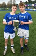 20 March 2024; Christian Crawley of St Mary’s College, left, and Rob Flaherty, celebrate after the Bank of Ireland Leinster Schools Junior Cup final match between St Mary's College and Terenure College at Energia Park in Dublin. Photo by Daire Brennan/Sportsfile