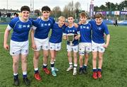 20 March 2024; St Mary's College players, left to right, Gavan Fagan, Patrick Crane, Max Pender, Christian Crawley, Rob Flaherty, and Matthew McGreevey, celebrate after the Bank of Ireland Leinster Schools Junior Cup final match between St Mary's College and Terenure College at Energia Park in Dublin. Photo by Daire Brennan/Sportsfile