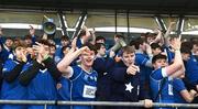 20 March 2024; St Mary's College supporters celebrate after the Bank of Ireland Leinster Schools Junior Cup final match between St Mary's College and Terenure College at Energia Park in Dublin. Photo by Daire Brennan/Sportsfile