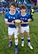 20 March 2024; Twins Joseph, left, and Jacob Dunne of St Mary's College, celebrate after the Bank of Ireland Leinster Schools Junior Cup final match between St Mary's College and Terenure College at Energia Park in Dublin. Photo by Daire Brennan/Sportsfile