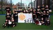 21 March 2024; A group of SARI's future Young Leaders and coaches celebrate International Day for the Elimination of Racial Discrimination at St Laurence O’Toole Recreation Centre in Dublin. Photo by Seb Daly/Sportsfile