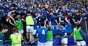 20 March 2024; St Mary's College players and supporters celebrate after the Bank of Ireland Leinster Schools Junior Cup final match between St Mary's College and Terenure College at Energia Park in Dublin. Photo by Daire Brennan/Sportsfile