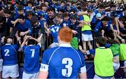 20 March 2024; St Mary's College players and supporters celebrate after the Bank of Ireland Leinster Schools Junior Cup final match between St Mary's College and Terenure College at Energia Park in Dublin. Photo by Daire Brennan/Sportsfile