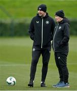 18 March 2024; Interim head coach John O'Shea and technical advisor Brian Kerr, right, during a Republic of Ireland training session at the FAI National Training Centre in Abbotstown, Dublin. Photo by Stephen McCarthy/Sportsfile