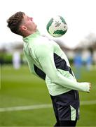 21 March 2024; Evan Ferguson during a Republic of Ireland training session at the FAI National Training Centre in Abbotstown, Dublin. Photo by Stephen McCarthy/Sportsfile