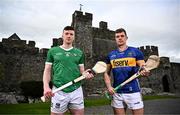 21 March 2024; Hurlers Declan Hannon of Limerick and Ronan Maher of Tipperary pictured at the launch of the Munster GAA Senior Hurling and Football Championship 2024 at Cahir Castle in Tipperary. Photo by Harry Murphy/Sportsfile