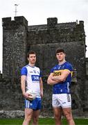 21 March 2024; Footballers Jason Curry of Waterford and Steven O’Brien of Tipperary pictured at the launch of the Munster GAA Senior Hurling and Football Championship 2024 at Cahir Castle in Tipperary. Photo by Harry Murphy/Sportsfile