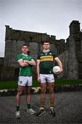 21 March 2024; Footballers Paul Maher of Limerick and Diarmuid O’Connor of Kerry pictured at the launch of the Munster GAA Senior Hurling and Football Championship 2024 at Cahir Castle in Tipperary. Photo by Harry Murphy/Sportsfile