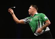 21 March 2024; Gerwyn Price in action during his match against Michael van Gerwen at the BetMGM Premier League Darts at the 3Arena in Dublin. Photo by Ben McShane/Sportsfile