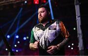 21 March 2024; Michael Smith before his match against Luke Littler at the BetMGM Premier League Darts at the 3Arena in Dublin. Photo by Ben McShane/Sportsfile