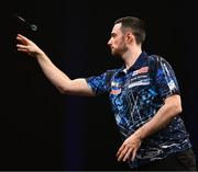 21 March 2024; Luke Humphries in action during his semi-final match against Nathan Aspinall at the BetMGM Premier League Darts at the 3Arena in Dublin. Photo by Ben McShane/Sportsfile
