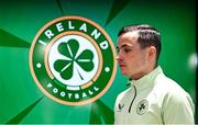 22 March 2024; Josh Cullen during a Republic of Ireland media conference at the FAI Headquarters in Abbotstown, Dublin. Photo by Stephen McCarthy/Sportsfile