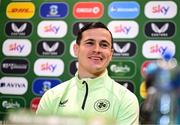 22 March 2024; Josh Cullen during a Republic of Ireland media conference at the FAI Headquarters in Abbotstown, Dublin. Photo by Stephen McCarthy/Sportsfile