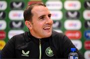 22 March 2024; Interim head coach John O'Shea during a Republic of Ireland media conference at the FAI Headquarters in Abbotstown, Dublin. Photo by Stephen McCarthy/Sportsfile