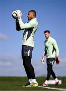 22 March 2024; Goalkeeper Gavin Bazunu during a Republic of Ireland training session at the FAI National Training Centre in Abbotstown, Dublin. Photo by Stephen McCarthy/Sportsfile