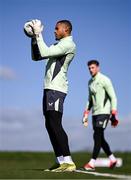 22 March 2024; Goalkeeper Gavin Bazunu during a Republic of Ireland training session at the FAI National Training Centre in Abbotstown, Dublin. Photo by Stephen McCarthy/Sportsfile