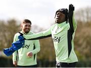 22 March 2024; Michael Obafemi during a Republic of Ireland training session at the FAI National Training Centre in Abbotstown, Dublin. Photo by Stephen McCarthy/Sportsfile