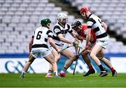 16 March 2024; Paddy MacCarthaigh of St Raphael's Loughrea is tackled by St Kieran's College players, from left, Jeff Neary, Oisín Bateman and Ed Lauhoff during the Masita GAA Hurling Post Primary Schools Croke Cup final match between St Raphael's Loughrea of Galway and St Kieran's College of Kilkenny at Croke Park in Dublin. Photo by Piaras Ó Mídheach/Sportsfile