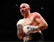 17 March 2024; Gary O'Sullivan in action against Sofiane Khati during their middle weight bout at TF Royal Theatre in Castlebar, Mayo. Photo by Piaras Ó Mídheach/Sportsfile Photo by Piaras Ó Mídheach/Sportsfile