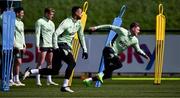 22 March 2024; Adam Idah and Evan Ferguson, right, during a Republic of Ireland training session at the FAI National Training Centre in Abbotstown, Dublin. Photo by Stephen McCarthy/Sportsfile