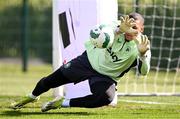 22 March 2024; Goalkeeper Gavin Bazunu during a Republic of Ireland training session at the FAI National Training Centre in Abbotstown, Dublin. Photo by Stephen McCarthy/Sportsfile