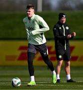 22 March 2024; Evan Ferguson during a Republic of Ireland training session at the FAI National Training Centre in Abbotstown, Dublin. Photo by Stephen McCarthy/Sportsfile