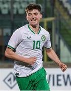 22 March 2024; Andrew Moran of Republic of Ireland celebrates after scoring his side's second goal during the UEFA European Under-21 Championship qualifier match between San Marino and Republic of Ireland at San Marino Stadium in Serravalle, San Marino. Photo by Roberto Bregani/Sportsfile