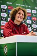 22 March 2024; Wout Faes during a Belgium media conference at the Aviva Stadium in Dublin. Photo by Seb Daly/Sportsfile