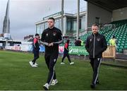 22 March 2024; Cork City players Sean Murray, left, and Jack Doherty before the SSE Airtricity Men's First Division match between Treaty United and Cork City at Markets Field in Limerick. Photo by Michael P Ryan/Sportsfile