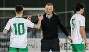 22 March 2024; Republic of Ireland manager Jim Crawford, right, celebrates with Andrew Moran after the UEFA European Under-21 Championship qualifier match between San Marino and Republic of Ireland at San Marino Stadium in Serravalle, San Marino. Photo by Roberto Bregani/Sportsfile