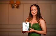 22 March 2024; Claire Dunne of DCU Dóchas Éireann with her All-Star award during the 2024 HEC All Stars awards night at the Dublin Bonnington Hotel in Dublin. Photo by Ramsey Cardy/Sportsfile