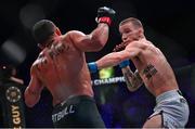 22 March 2024; Jeremy Kennedy, right, in action against Patricio Pitbull in their featherweight title bout during the Bellator Champions Series at the SSE Arena in Belfast. Photo by David Fitzgerald/Sportsfile