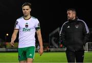 22 March 2024; Cian Coleman of Cork City manager Tim Clancy after the SSE Airtricity Men's First Division match between Treaty United and Cork City at Markets Field in Limerick. Photo by Michael P Ryan/Sportsfile