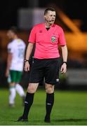 22 March 2024; Referee Oliver Moran during the SSE Airtricity Men's First Division match between Treaty United and Cork City at Markets Field in Limerick. Photo by Michael P Ryan/Sportsfile