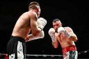 17 March 2024; Ray Moylette, right, in action against Reuquen Cona Facundo Arce during their super light weight bout at TF Royal Theatre in Castlebar, Mayo. Photo by Piaras Ó Mídheach/Sportsfile