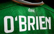 23 March 2024; The shirt of Jake O'Brien of Republic of Ireland before the international friendly match between Republic of Ireland and Belgium at the Aviva Stadium in Dublin. Photo by Stephen McCarthy/Sportsfile