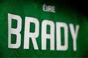 23 March 2024; The shirt of Robbie Brady of Republic of Ireland before the international friendly match between Republic of Ireland and Belgium at the Aviva Stadium in Dublin. Photo by Stephen McCarthy/Sportsfile
