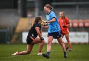 23 March 2024; Orlagh Nolan of Dublin celebrates after scoring her side's third goal during the Lidl LGFA National League Division 1 match between Armagh and Dublin at BOX-IT Athletic Grounds in Armagh. Photo by Ben McShane/Sportsfile
