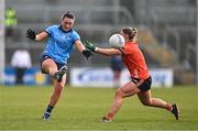 23 March 2024; Niamh Hetherton of Dublin in action against Sarah Quigley of Armagh during the Lidl LGFA National League Division 1 match between Armagh and Dublin at BOX-IT Athletic Grounds in Armagh. Photo by Ben McShane/Sportsfile